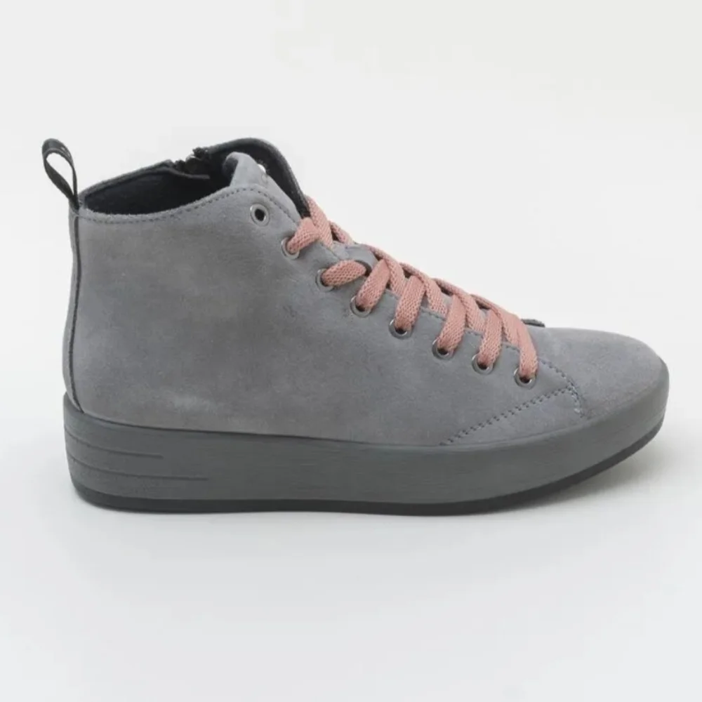 Igi&Co Made In Italy Women's Suede High Top Sneakers Gray Pink Lace Size 39